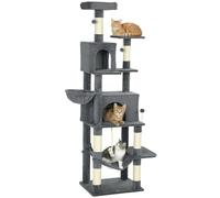 PawHut Árbol Rascador para Gatos 202 cm con 2 Cuevas Gris Oscuro