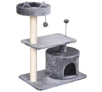 PawHut Árbol Rascador para Gatos con Cama Plataforma Refugio Poste 60x40x81 cm Gris Gray 60x40x81 cm