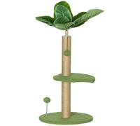 PawHut Árbol Rascador para Gatos 83 cm con Hojas Artificiales y 2 Juguetes Verde Aosom España