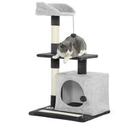 PawHut Árbol Rascador para Gatos 85 cm con Plataformas Gris Claro y Negro