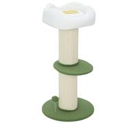 PawHut Árbol rascador para gatos alto 92 cm con poste de sisal y cama con forma de flor, verde Aosom España