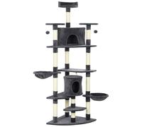 PawHut Árbol Rascador para Gatos Alto con Casetas y Hamacas 60x60x200 cm Gris Oscuro Aosom España