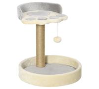 PawHut Árbol Rascador para Gatos Altura 44 cm Torre de Escalada con 2 Camas Poste de Yute, Juguete Colgante Gris Claro