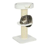 PawHut Árbol Rascador para Gatos de 3 Niveles con Nido y Poste de Sisal 45x45x91 cm Crema