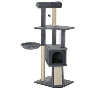 PawHut Árbol Rascador para Gatos Árbol para Gatos 127 cm con Cueva Hamaca Cama Plataformas Rampa de Sisal Bola Colgante Gris