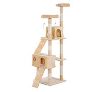 Pawhut Arbol Rascador Gatos 50x50x170cm Dormir Jugar Centro Actividades Arañar Gris NUE (Beige)