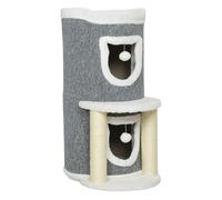 Pawhut árbol rascador para gatos, árbol para gatos 76 cm, torre escalador con cama, 2 cuevas, postes de sisal, alfombra de rascado, bolas para jugar, gris