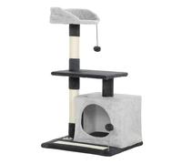 Pawhut árbol rascador para gatos, árbol para gatos 85 cm, torre escalador con plataformas, cueva, postes rascadores, tapete de sisal, bolas, gris claro y negro