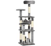 PawHut Árbol rascador para gatos con plataforma circular, hamaca para gatos, gris, L40 x A40 x AL132 cm