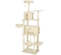 PawHut Árbol Rascador para Gatos con Plataforma Torre Escalador para Gatos con Cama Cuevas Postes de Sisal 60x48x202 cm Beige Aosom España