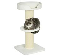 PawHut Árbol Rascador para Gatos de 3 Niveles con Nido y Poste de Sisal 45x45x91 cm Crema