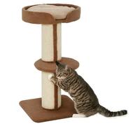 PawHut Árbol Rascador para Gatos de 3 Niveles con Nido y Poste de Sisal 45x45x91 cm Marrón Claro
