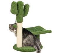 PawHut Árbol Rascador para Gatos de Cactus de 55,5 cm Árbol para Gatos con Postes de Sisal Plataforma y Bola de Juguete 35x31x55,5 cm Verde