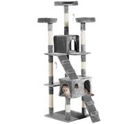 Pawhut Arbol Rascador Gatos 50x50x170cm Dormir Jugar Centro Actividades Arañar Gris NUE (Beige)