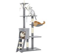 PawHut Árbol Rascador para Gatos Grande, Árbol para Gatos, Altura 134 cm, Torre de Escalada con 6 Postes de Sisal, 3 Plataformas, 1 Cueva, 1 Hamaca, 1