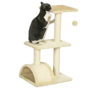 PawHut Árbol Rascador para Gatos Mediano Árbol para Gatos 3 Niveles Crema