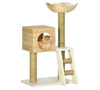 PawHut Árbol Rascador para Gatos Medianos 100,5 cm con Cama Superior Cueva de Totora Postes de Sisal Aosom España