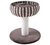 PawHut Árbol Rascador para Gatos Pequeño Altura 52 cm Torre Escalador de Gato con Cama Redonda Cojín de Felpa Suave y Poste Rascador 50x50x52 cm Café y Blanco