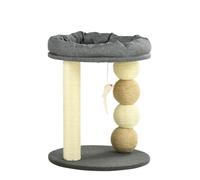 PawHut Árbol Rascador para Gatos Pequeño Torre para Gatos Centro de Actividades para Gatitos con Nido 4 Bolas y Poste de Sisal Carga 15 kg Ø40x48 cm