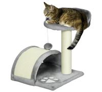 PawHut Árbol Rascador para Gatos Pequeños 2 Niveles 35,5x37x46 cm Gris | Árbol para Gatos, Poste, Tablero para Rascar, Plataformas, Juguete de Bola Colgante