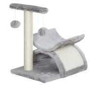 PawHut Árbol Rascador para Gatos Pequeños 43 cm Torre para Gatos con Poste Giratorio con Bolas de Juego Plataforma y Caseta 40x30x43 cm Gris