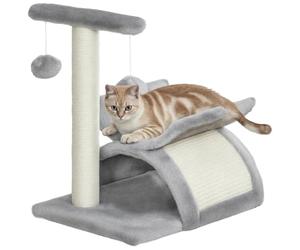 PawHut Árbol Rascador para Gatos Pequeños 43 cm Torre para Gatos con Poste Giratorio con Bolas de Juego Plataforma y Caseta 40x30x43 cm Gris