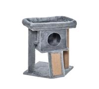PawHut Árbol Rascador para Gatos Pequeños 57 cm, Torre para Gatos con Poste de Sisal, Rampa para Rascar, Cueva, Cama y Bola Colgante, 40x40x57 cm, Gris Claro
