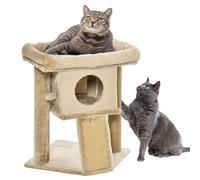 PawHut Árbol Rascador para Gatos Pequeños 57 cm, Torre para Gatos con Poste de Sisal, Rampa para Rascar, Cueva, Cama y Bola Colgante, 40x40x57 cm, Café