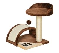 Pawhut Rascador Gato Altura 44cm Arbol Poste para Arañar 36x36x44cm Juegos Gatos Marron