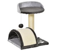 PawHut Árbol Rascador para Gatos Pequeños Altura 46 cm de 2 Niveles con Poste Tablero para Rascar Plataformas y Juguete de Bola Colgante 35,5x37x46 cm