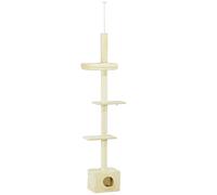 PawHut Árbol rascador para gatos poste rascador altura ajustable 44x31x240 - 270A cm 4 niveles de actividades con caseta Aosom España