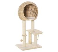 PawHut Árbol Rascador para Gatos Torre de Escalada con Plataformas Caseta Bola y Cuerda de Juego Poste de Sisal 48x40x100 cm Beige Aosom España