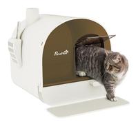 PawHut Arenero Cerrado para Gatos, Caja de Arena para Gatos con Bandeja Extraíble, Pala, Alfombrilla Antirrastreo y Filtro para Control de Olores, Puerta Abatible, Fácil de Limpiar, 43x44x47 cm Blanco