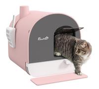 PawHut Arenero Cerrado para Gatos, Caja de Arena para Gatos con Bandeja Extraíble, Pala, Alfombrilla Antirrastreo y Filtro para Control de Olores, Puerta Abatible, Fácil de Limpiar, 43x44x47 cm, Rosa