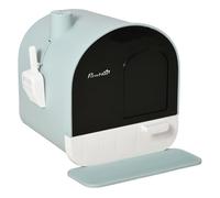 PawHut Caja de Arena para Gatos Arenero Cerrado con Puerta Delantera Bandeja Extraíble Pala Alfombra y Filtro 43x44x47 cm Verde Aosom España