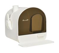 PawHut Arenero Cerrado para Gatos, Caja de Arena para Gatos con Bandeja Extraíble, Pala, Alfombrilla Antirrastreo y Filtro para Control de Olores, Puerta Abatible, Fácil de Limpiar, 43x44x47 cm Blanco
