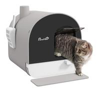 PawHut Arenero Cerrado para Gatos, Caja de Arena para Gatos con Bandeja Extraíble, Pala, Alfombrilla Antirrastreo y Filtro para Control de Olores, Puerta Abatible, Fácil de Limpiar, 43x44x47 cm, Gris