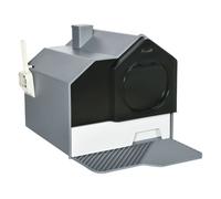 PawHut Arenero Cubierto para Gatos Caja de Arena Cerrada para Gatos con Bandeja Extraíble Pala Pedal Exterior y Filtro Desodorizante 47x45x42 cm Gris