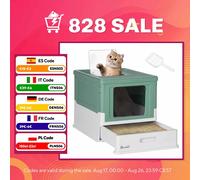 PawHut Arenero Cubierto para Gatos Desmontable con Entrada Frontal y Salida Superior con Pala 47,5x35,5x36,7 cm verde 47.5x35.5x36.7 cm