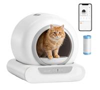 PawHut Arenero Gatos Autolimpiable 65L Control por App sin Olores Antifugas | Caja de Arena Automática, con Sensores de Seguridad, Entrada Baja y Bolsas de Basura, para Varios Gatos (1-8,5 kg)