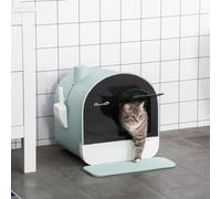 PawHut Arenero para Gatos con Bandeja Extraíble Pala Alfombra 43x44x47cm White 43x44x47 cm
