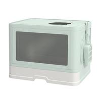 PawHut Arenero para Gatos Cubierto Caja de Arena Desmontable con Bandeja Extraíble Pala Caja de Almacenaje Cepillo 2 Puertas Entrada Principal y Salida Superior 48,5x38x36,5 cm Verde Claro y Blanco