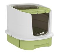 PawHut Arenero para Gatos Blanco y Verde