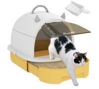 PawHut Arenero para Gatos Cubierto Caja de Arena para Gatos Arenero Cerrado con Tapa Removible Bandeja Extraíble Filtro de Carbono Pala y Asa Superior