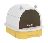 PawHut Arenero para Gatos Cubierto Caja de Arena para Gatos Arenero Cerrado con Tapa Removible Bandeja Extraíble Filtro de Carbono Pala y Asa Superior