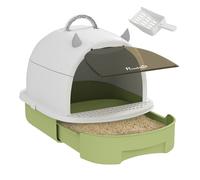 PawHut Arenero para Gatos Blanco y Verde