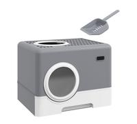 Pawhut arenero para gatos cubierto, caja de arena para gatos con bandeja extraíble, entrada frontal y salida superior, pala, fácil de limpiar, antifugas, gris