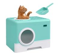 PawHut Arenero para Gatos Cubierto, Caja de Arena para Gatos con Bandeja Extraíble, Entrada Frontal y Salida Superior, Pala, Fácil de Limpiar, Antifugas, Verde