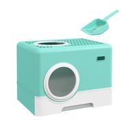 PawHut Arenero para Gatos Cubierto, Caja de Arena para Gatos con Bandeja Extraíble, Entrada Frontal y Salida Superior, Pala, Fácil de Limpiar, Antifugas, Verde