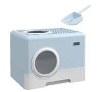 PawHut Arenero para Gatos Cubierto con Pala Bandeja Extraíble Entrada Frontal y Salida Superior 52x41x38,5 cm Azul